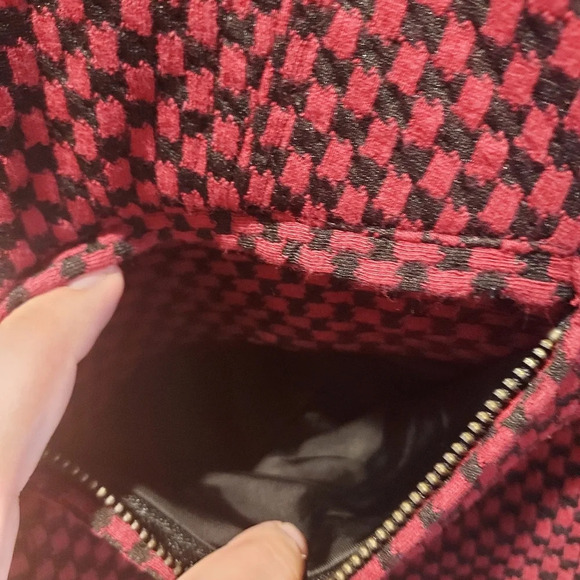 Torrid Maroon Red and Black Checkered Moto Knit Zipper Jacket in Size 2 - Picture 9 of 12